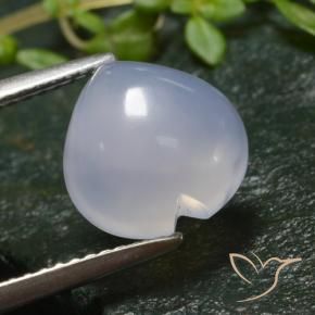 Calcedonio Viola bluastro chiaro naturale da 3.16 ct, Cuore, Traslucido