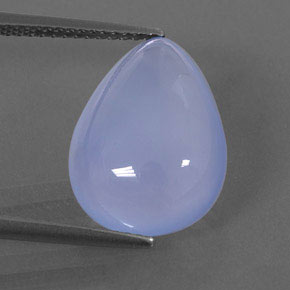 Calcedonio naturale blu da 7,82 ct, taglio a pera, trasparente