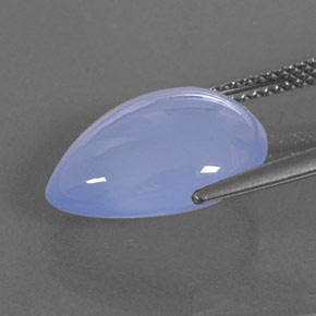 Calcedonio naturale blu da 7,82 ct, taglio a pera, trasparente