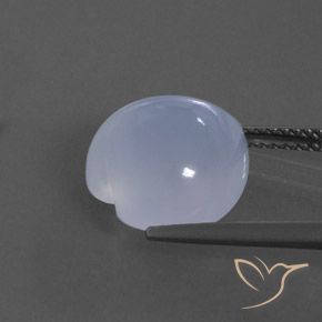 Calcedonio Viola bluastro chiaro naturale da 6.46 ct, Cuore, Trasparente/Traslucido