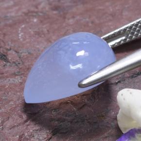 Calcedonio naturale blu da 5,62 ct, taglio a pera, traslucido