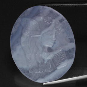 Calcedonio naturale blu da 37,65 ct, trasparente, trasparente/traslucido
