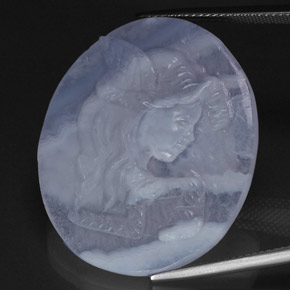 Calcedonio naturale blu da 37,65 ct, trasparente, trasparente/traslucido