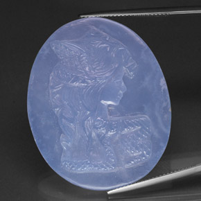 Calcedonio naturale blu da 53,37 ct, trasparente, trasparente/traslucido