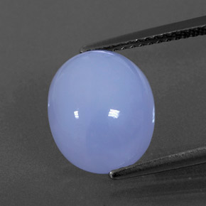 Calcedonio naturale blu da 4,96 ct, taglio ovale, traslucido