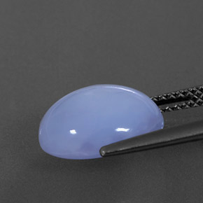 Calcedonio naturale blu da 4,96 ct, taglio ovale, traslucido