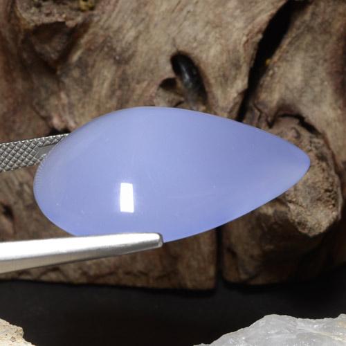 Calcedonio naturale blu da 36,25 ct, taglio a pera, traslucido