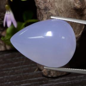 Calcedonio naturale blu da 33,78 ct, taglio a pera, traslucido