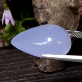 Calcedonio naturale blu da 33,78 ct, taglio a pera, traslucido