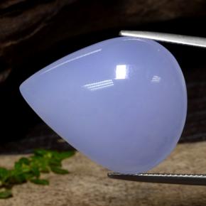 Calcedonio naturale blu da 34,26 ct, taglio a pera, traslucido