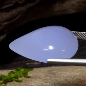 Calcedonio naturale blu da 34,26 ct, taglio a pera, traslucido