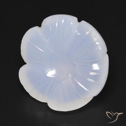 Calcedonio Azzurro cielo chiaro naturale da 12.91 ct, Taglio a fiore, Traslucido
