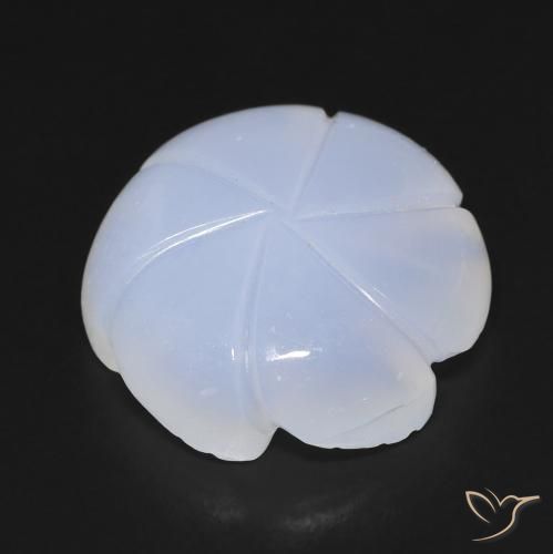 Calcedonio Azzurro cielo chiaro naturale da 12.91 ct, Taglio a fiore, Traslucido