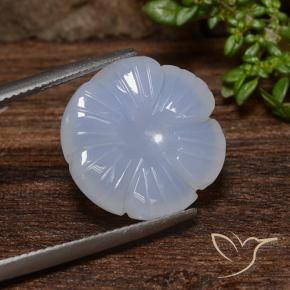 Calcedonio Azzurro naturale da 12.46 ct, Taglio a fiore, Traslucido