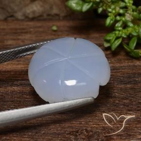 Calcedonio Azzurro naturale da 12.46 ct, Taglio a fiore, Traslucido