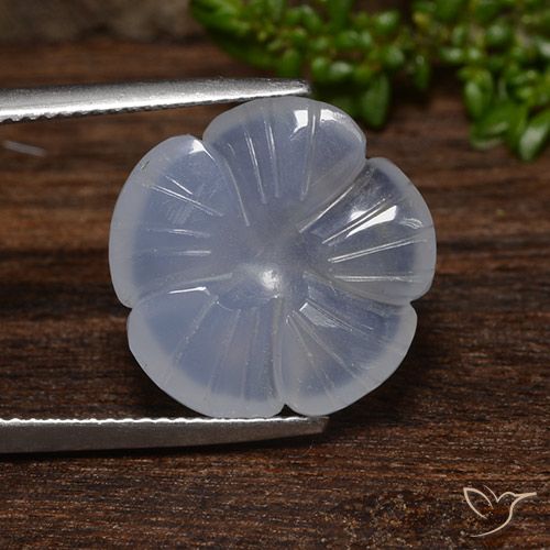 9.24ct Naturale Azzurro Calcedonio, Taglio a fiore, Traslucido