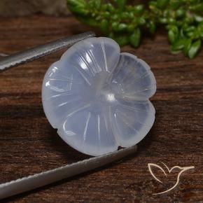 Calcedonio Azzurro naturale da 9.24 ct, Taglio a fiore, Traslucido
