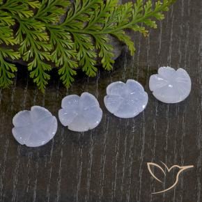 Gemme di Calcedonio Viola Blu naturale da 21.95 ct, Taglio a fiore, Traslucido