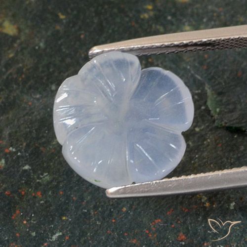 5.46ct Naturale Blu violaceo chiaro Calcedonio, Taglio a fiore, Traslucido
