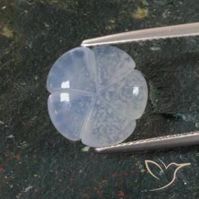 Calcedonio Blu violaceo chiaro naturale da 5.46 ct, Taglio a fiore, Traslucido