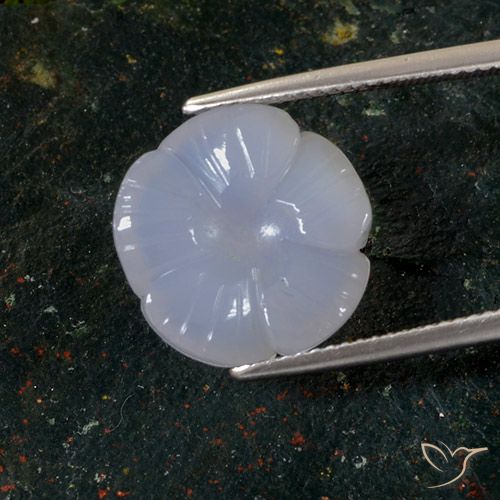 8.75ct Naturale Azzurro Calcedonio, Taglio a fiore, Traslucido