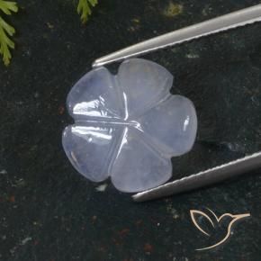 Calcedonio Blu violaceo chiaro naturale da 5.64 ct, Taglio a fiore, Traslucido