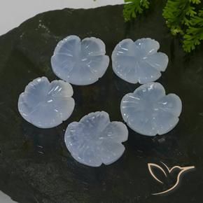 Gemme di Calcedonio Blu violaceo chiaro naturale da 26.27 ct, Taglio a fiore, Traslucido