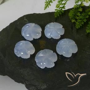Gemme di Calcedonio Blu violaceo chiaro naturale da 26.27 ct, Taglio a fiore, Traslucido