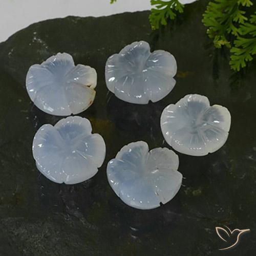 Gemme di Calcedonio Blu violaceo chiaro naturale da 24.85 ct, Taglio a fiore, Traslucido