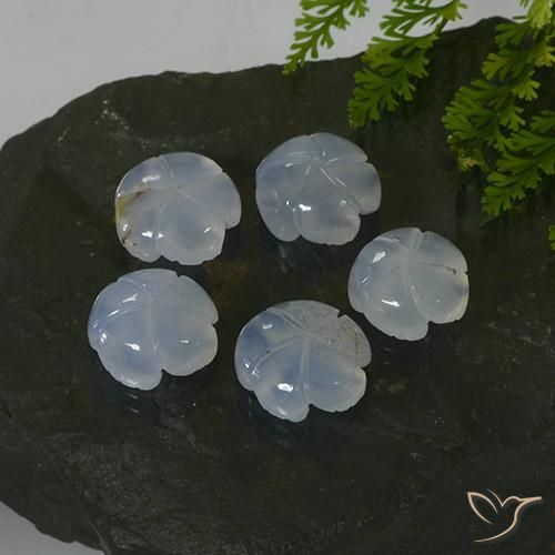 Gemme di Calcedonio Blu violaceo chiaro naturale da 24.85 ct, Taglio a fiore, Traslucido