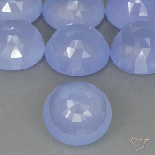 Calcedonio Blu violaceo naturale da 4.60 ct, Rotondo, Traslucido