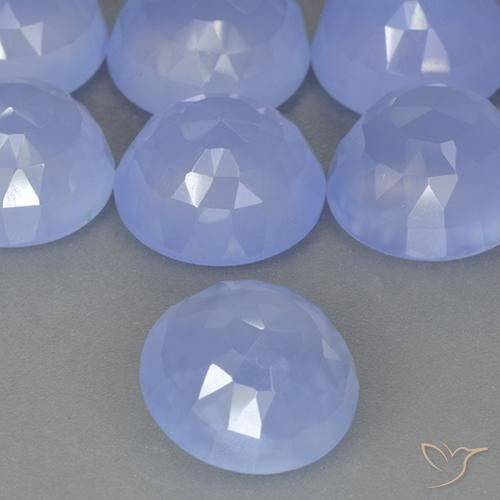 Calcedonio Blu violaceo naturale da 4.60 ct, Rotondo, Traslucido