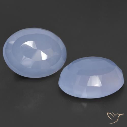 Gemme di Calcedonio Blu violaceo naturale da 17.54 ct, Taglio ovale, Traslucido