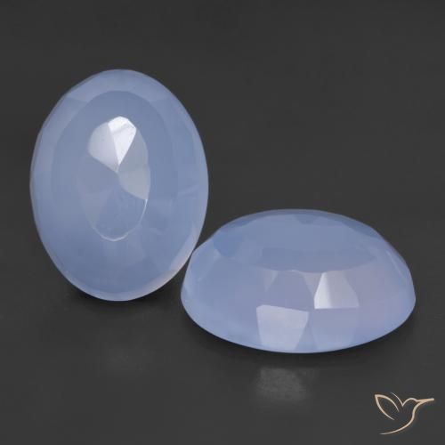 Gemme di Calcedonio Blu violaceo naturale da 17.54 ct, Taglio ovale, Traslucido
