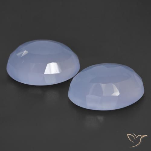 Gemme di Calcedonio Blu violaceo naturale da 17.54 ct, Taglio ovale, Traslucido