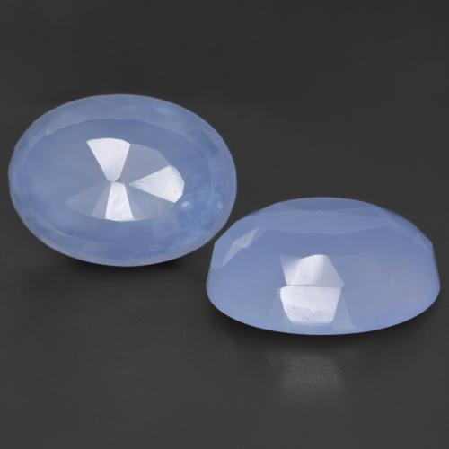 Gemme di Calcedonio Blu violaceo naturale da 17.54 ct, Taglio ovale, Traslucido