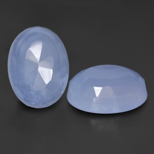 Gemme di Calcedonio Blu violaceo naturale da 17.54 ct, Taglio ovale, Traslucido