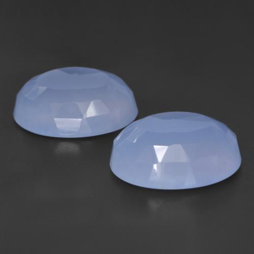 Gemme di Calcedonio Blu violaceo naturale da 17.54 ct, Taglio ovale, Traslucido