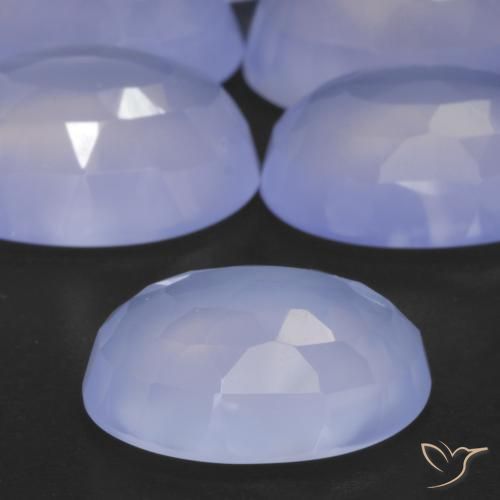 Calcedonio Blu violaceo naturale da 5.57 ct, Ovale, Traslucido