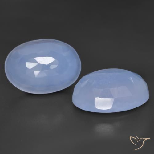 11.14ctw Naturale Blu violaceo Calcedonio, Ovale, Traslucido