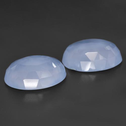 Calcedonio naturale blu da 10,15 ct, taglio ovale, traslucido