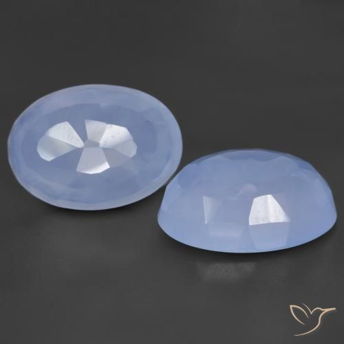 11.62ctw Naturale Blu violaceo Calcedonio, Ovale, Traslucido