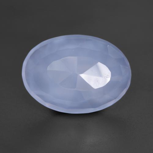 Calcedonio naturale blu da 4,85 ct, taglio ovale, traslucido