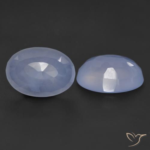 10.82ctw Naturale Blu violaceo Calcedonio, Ovale, Traslucido