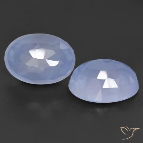 11.46ctw Naturale Blu violaceo Calcedonio, Ovale, Traslucido