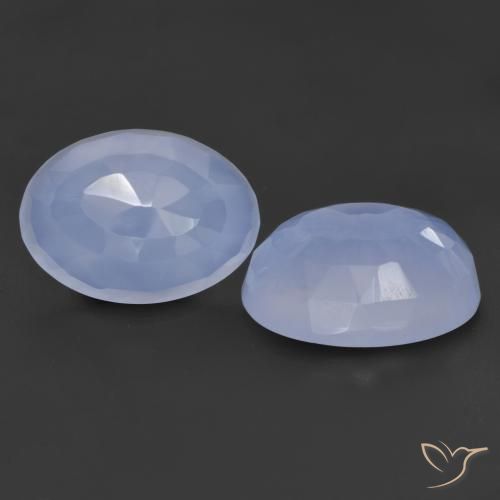 12.45ctw Naturale Blu violaceo Calcedonio, Ovale, Traslucido