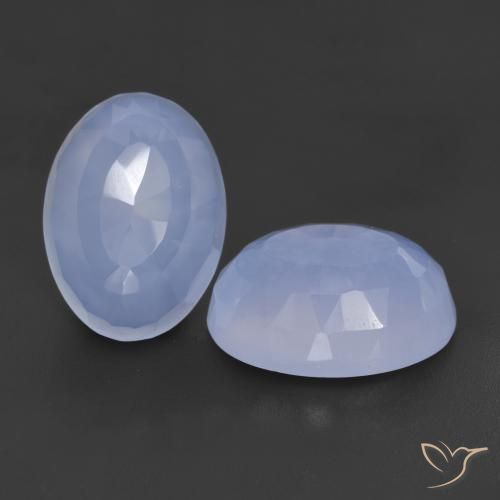 Gemme di Calcedonio Blu violaceo naturale da 12.45 ct, Ovale, Traslucido