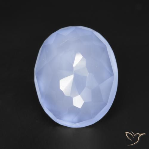 Calcedonio viola blu naturale da 3,19 ct, taglio ovale, traslucido