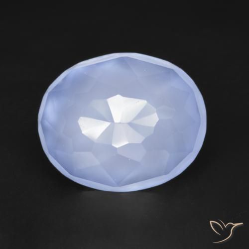 Calcedonio viola blu naturale da 3,19 ct, taglio ovale, traslucido