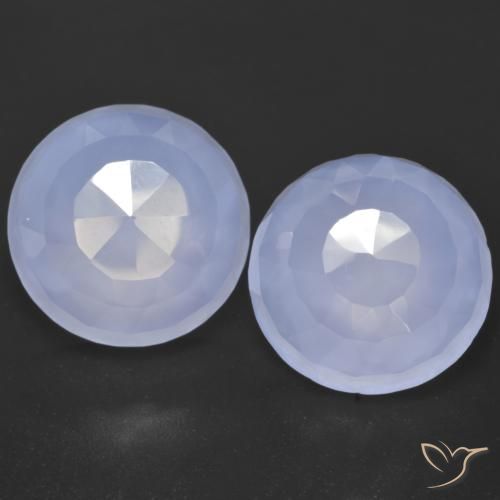 15.55ctw Naturale Blu violaceo chiaro Calcedonio, Rotondo, Trasparente